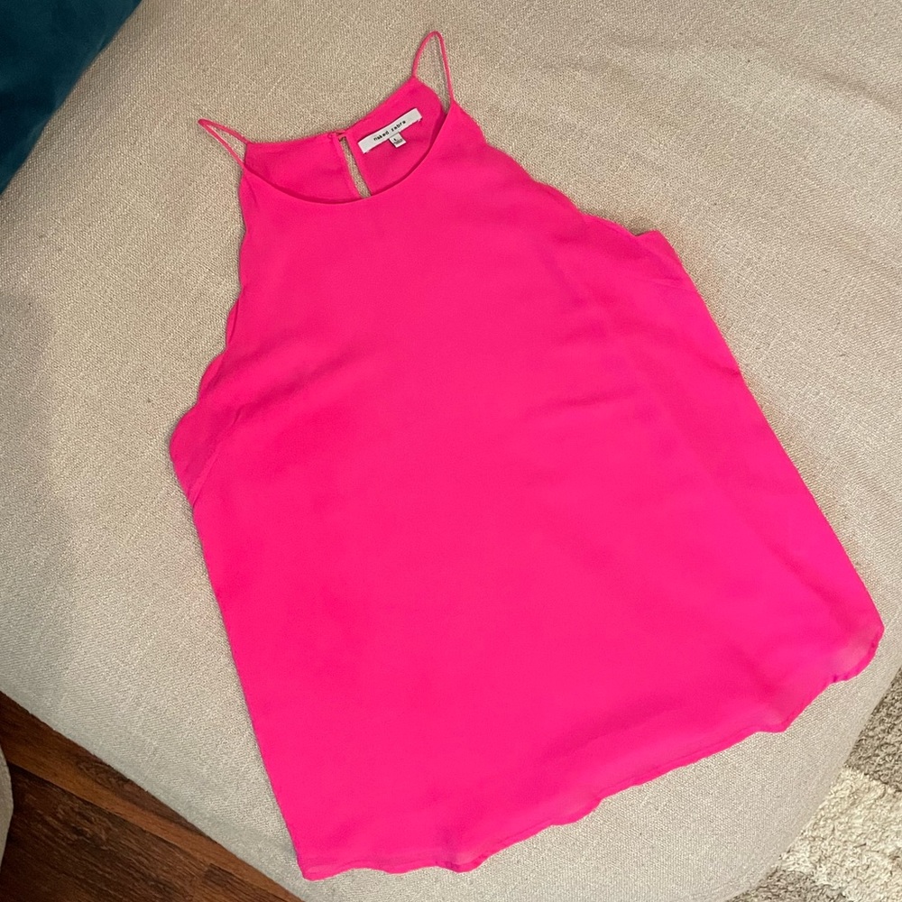 Naked Zebra boutique hot pink scalloped tank